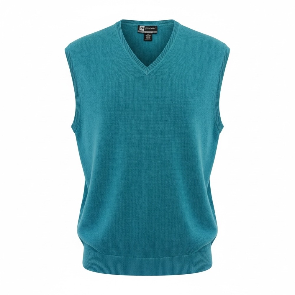 JOS A BANK‎ Leadbetter Golf Mens XL Aqua V Neck Sweater Vest 100 Cotton (D2)